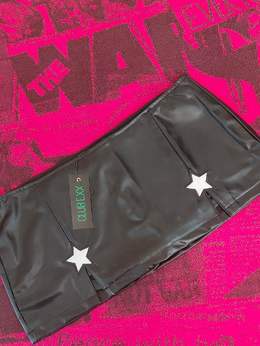 DOLLSKILL CLUB EXX Black Mini Skirt with White Star Appliqués - Picture 10 of 10